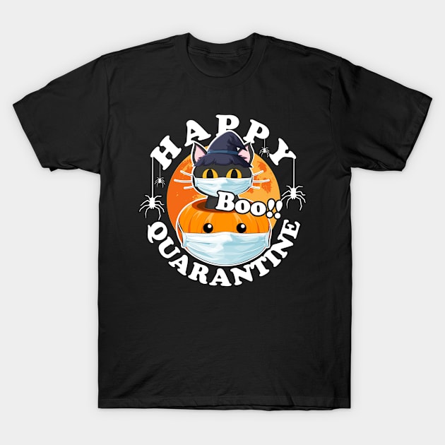 Happy Quarantine, Cat Pumpkin Face Mask Halloween Costume T-Shirt by Kawaii_Tees